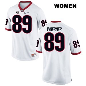 Women's Georgia Bulldogs NCAA #89 Charlie Woerner Nike Stitched White Authentic College Football Jersey LIP2854KL